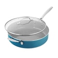 thumbnail image 1 of Gotham Steel Jumbo Cooker with Lid, Nonstick Family Sized Open Skillet with Stainless Steel Stay Cool & Helper Handle, Aqua Blue, 1 of 8