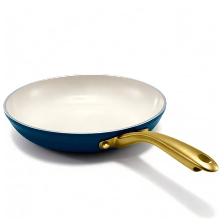 Gotham Steel Natural Nonstick Frying Pan 11" inch Skillet Cooking Ceramic Fry Pan Kitchen Induction Cookware, Navy Cream