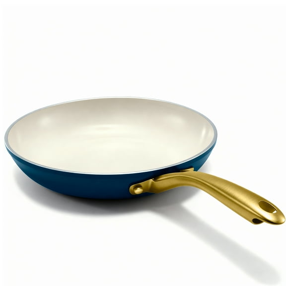 Gotham Steel Natural Nonstick Frying Pan 11" inch Skillet Cooking Ceramic Fry Pan Kitchen Induction Cookware, Navy Cream