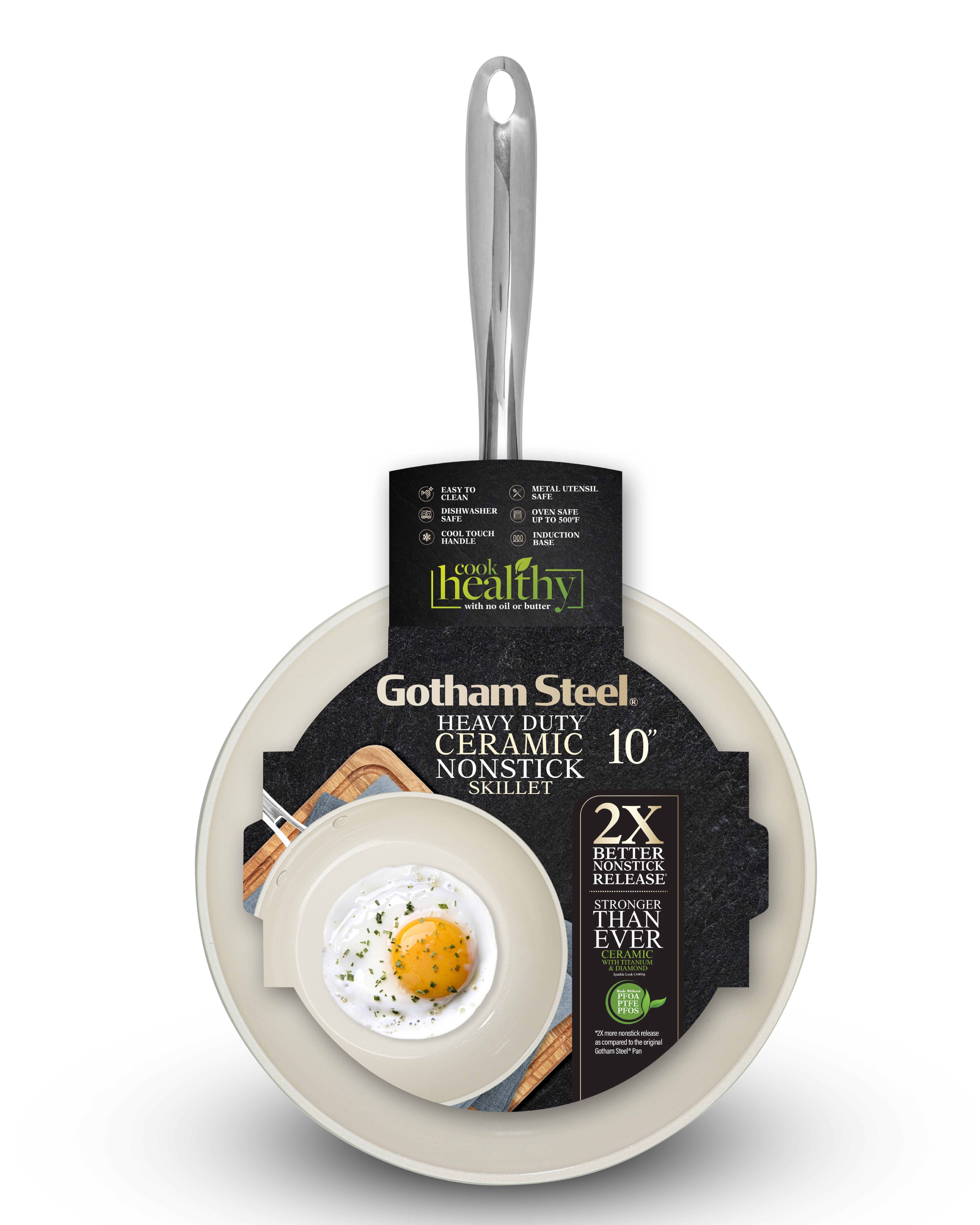 Gotham Steel 10" Cream Ceramic Nonstick Fry Pan