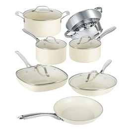 Beautiful 20pc Ceramic Non-Stick Cookware Set, White Icing by Drew Barrymore