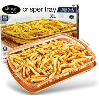 Deluxe Copper Crisper - 2-Pieces Nonstick Oven Air Fryer Pan/Tray & Mesh  Basket Set - Air Fryer in Oven - Ideal for French Fry - Frozen Food, Baking