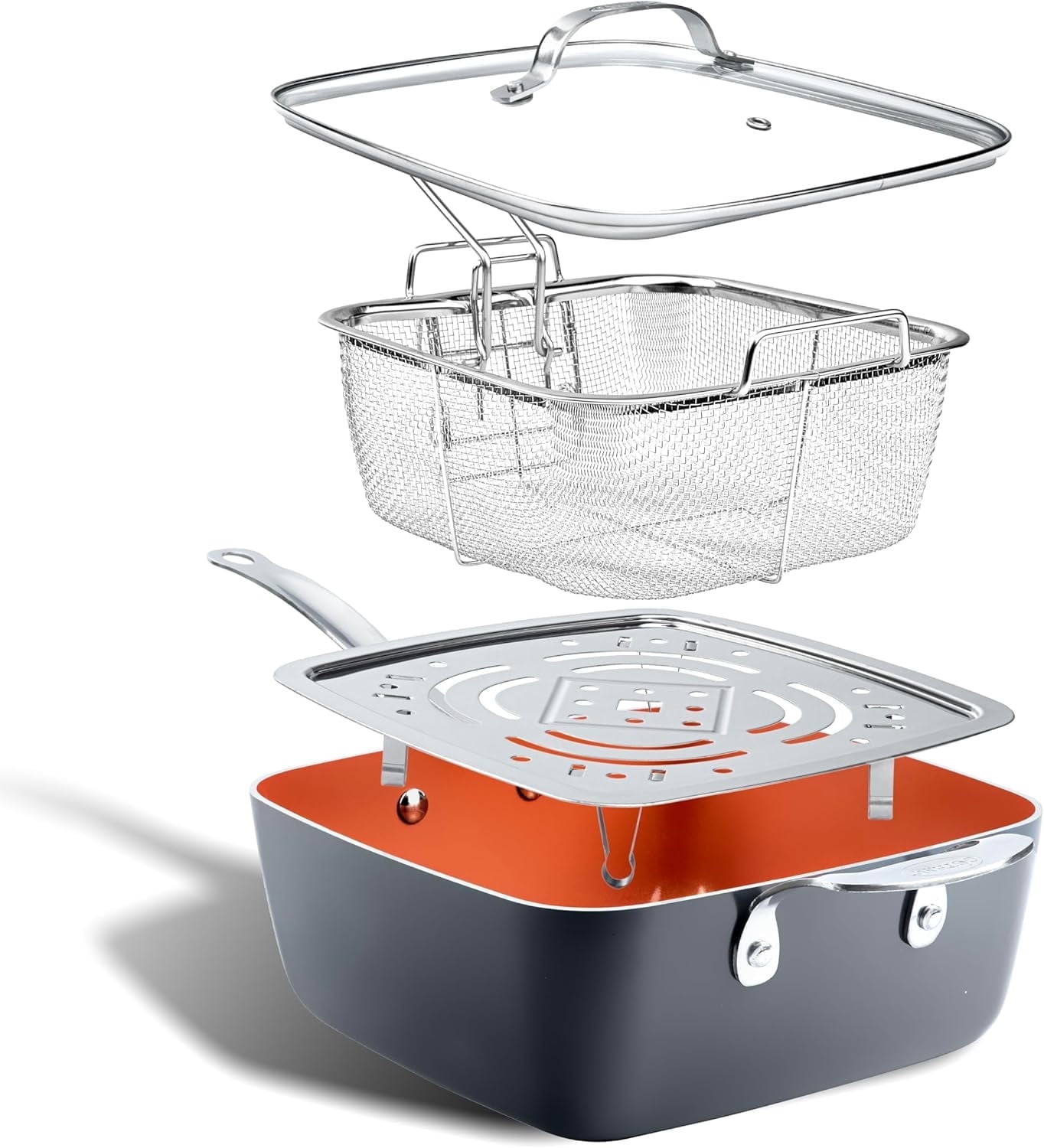 Duy Phan/A1139-9/ Gotham Steel Nonstick Square Deep Frying Pan, 9.5” Large