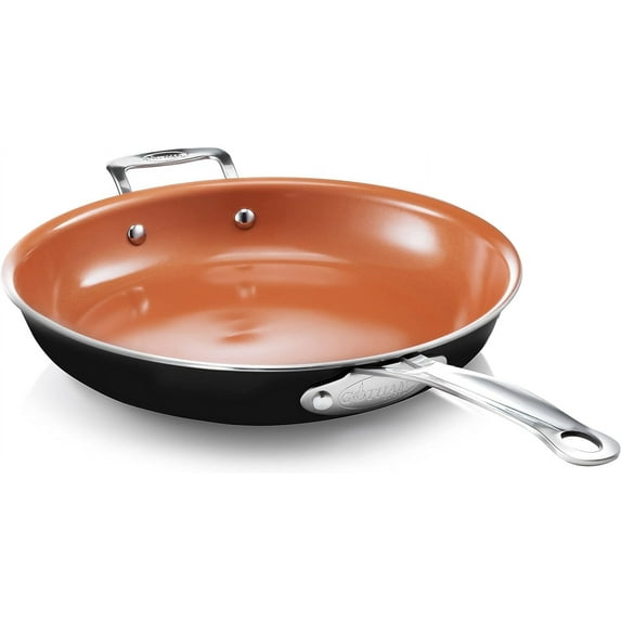 Gotham Steel Non Stick Frying Pan, 12.5” Ceramic Frying Pan Nonstick, Long Lasting Nonstick Cooking Pan with Helper Handle / Stay Cool Handle, Ultra-Durable, Dishwasher / Oven Safe, 100% Non Toxic