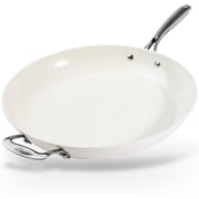 Gotham Steel 14 Inch Non Stick Frying Pans Large Nonstick Cooking Pan, Nonstick Skillet, Non Stick Pan, Ceramic Pan Dishwasher Safe, Cream White