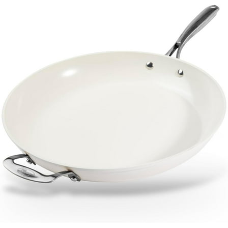 Gotham Steel 14 Inch Non Stick Frying Pans Large Nonstick Cooking Pan, Nonstick Skillet, Non Stick Pan, Ceramic Pan Dishwasher Safe, Cream White