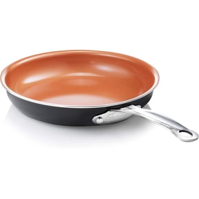 Gotham Steel 9.5 Inch Copper Non Stick Frying Pans, Ceramic Non Toxic Frying Pans Nonstick Skillet, Lightweight, Stay Cool Handle, Oven and Dishwasher Safe