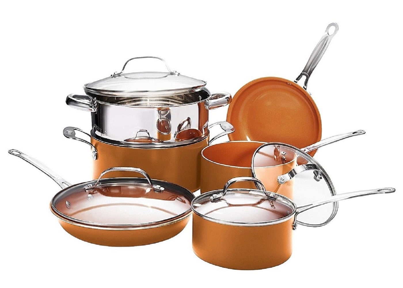10-Piece Copper and Stainless Steel Nonstick Cookware Set