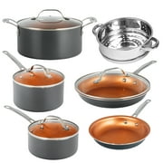 Gotham Steel Nonstick Pots and Pans 10 Piece Kitchen Ceramic Cookware Set Cooking Frying Skillet Sauce Pan Gray