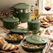 Gotham Steel Modern 11 Pc Ceramic Pots and Pans Set Non Stick, Kitchen Cookware Sets, Non Stick Pots and Pan Set, Ceramic Cookware Set, Pot and Pan Set, Non Toxic Cookware Set, Dishwasher Safe, Green