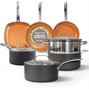 Gotham Steel 12 Pc Pots and Pans Set Non Stick, Cookware Set, Oven & Dishwasher Safe, Copper