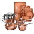 thumbnail image 1 of Gotham Steel Hammered 15 Pc Ceramic Cookware Set Nonstick, Deep Copper Pots and Pans Set Non Stick with Bakeware & Deep Fry Pan, Non Toxic Induction Oven and Dishwasher Safe, 1 of 7