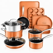 Gotham Steel 15 Pc Nonstick Pots and Pans Set, Ceramic Cookware Set, Kitchen Cookware Set with Bakeware, Non Stick Cookware Set, Oven/Dishwasher Safe