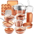 thumbnail image 1 of Gotham Steel Hammered 20 Pc Ceramic Cookware Set Nonstick, Induction Pots and Pans Set, Non Toxic Cookware Sets, Oven & Dishwasher Safe, Copper, 1 of 9
