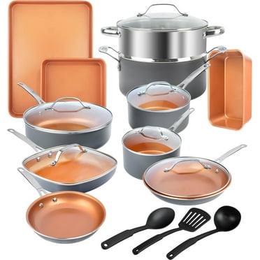GOTHAM STEEL 20 Pc Ceramic Cookware Set Nonstick, Copper Pots and Pans Set Non Stick for Kitchen with Bakeware and Cooking Utensils, Non Toxic, Oven & Dishwasher Safe