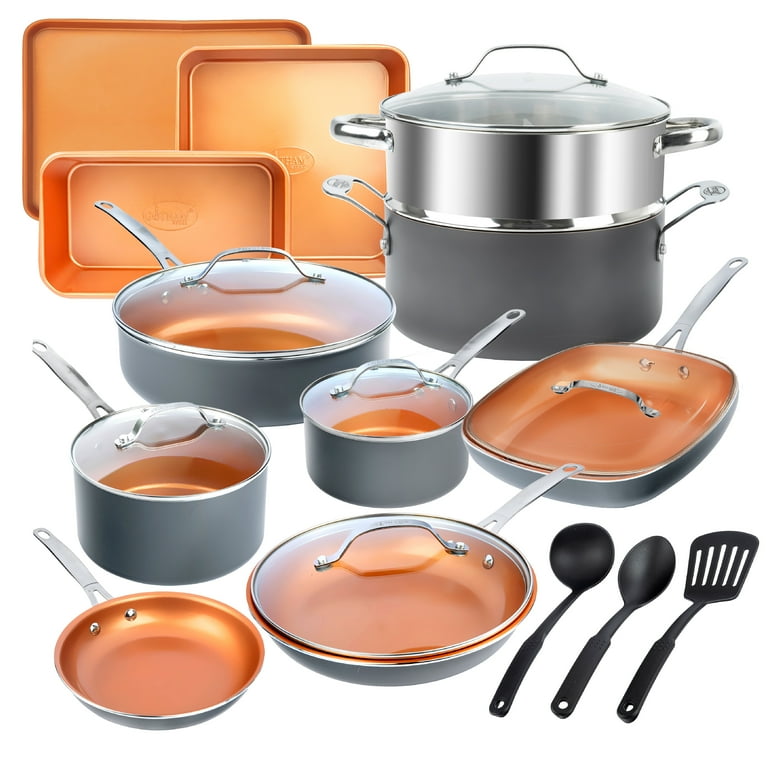 Gotham Steel 20 Piece Nonstick Pots and Pans Set including Bakeware, Nonstick Cookware Set Gotham Steel 20 Piece Nonstick Pots and Pans Set including Bakeware, Nonstick Cookware Set