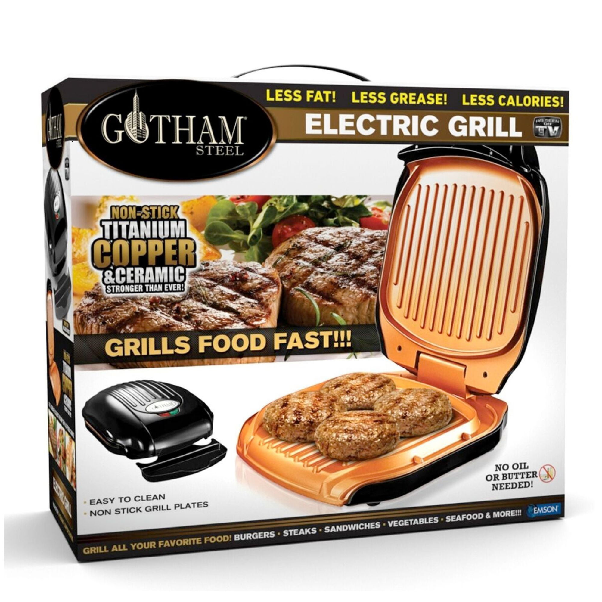 Gotham Steel Nonstick Copper Ceramic Electric Grill and Panini Press