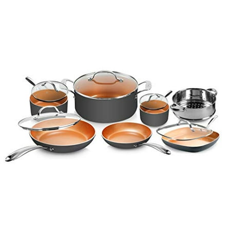 Gotham Steel Pots and Pans Set 12 Piece Cookware Set with Ultra Nonstick Ceramic Coating by Chef Daniel Green, 100% PFOA Free, Stay Cool Handles, Metal Utensil & Dishwasher Safe - 2020 Edition