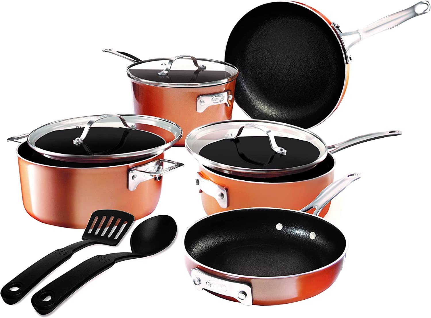 Gotham Steel Pots and Pans Set Nonstick, 10 Piece Space Saving Kitchen
