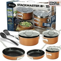 Gotham Steel Pots and Pans Set Stackable Nonstick Copper Cast Cookware Set 10pcs