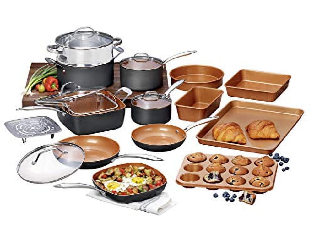 Stylish Square Ceramic Coating Cookware Set 6 Pcs Beige Detachable Handle