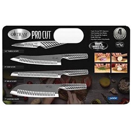 Gotham Steel Pro Cut Japanese Style Stainless Steel Knife Set - 4 Pack