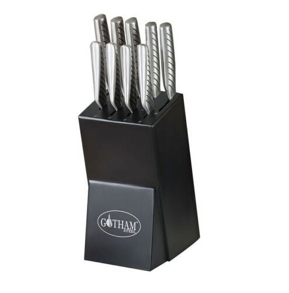Gotham Steel Pro Cut Stainless Steel Super Sharp 10 Piece Knife Set w Wood Block