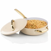 Gotham Steel Modern 12 Inch Ceramic Frying Pan Non Stick with Lid, 4 Quart Large Jumbo Cooker with Helper Handle, Saute Pan Nonstick Skillet, Nonstick Deep Frying Pan with Lid, Cream