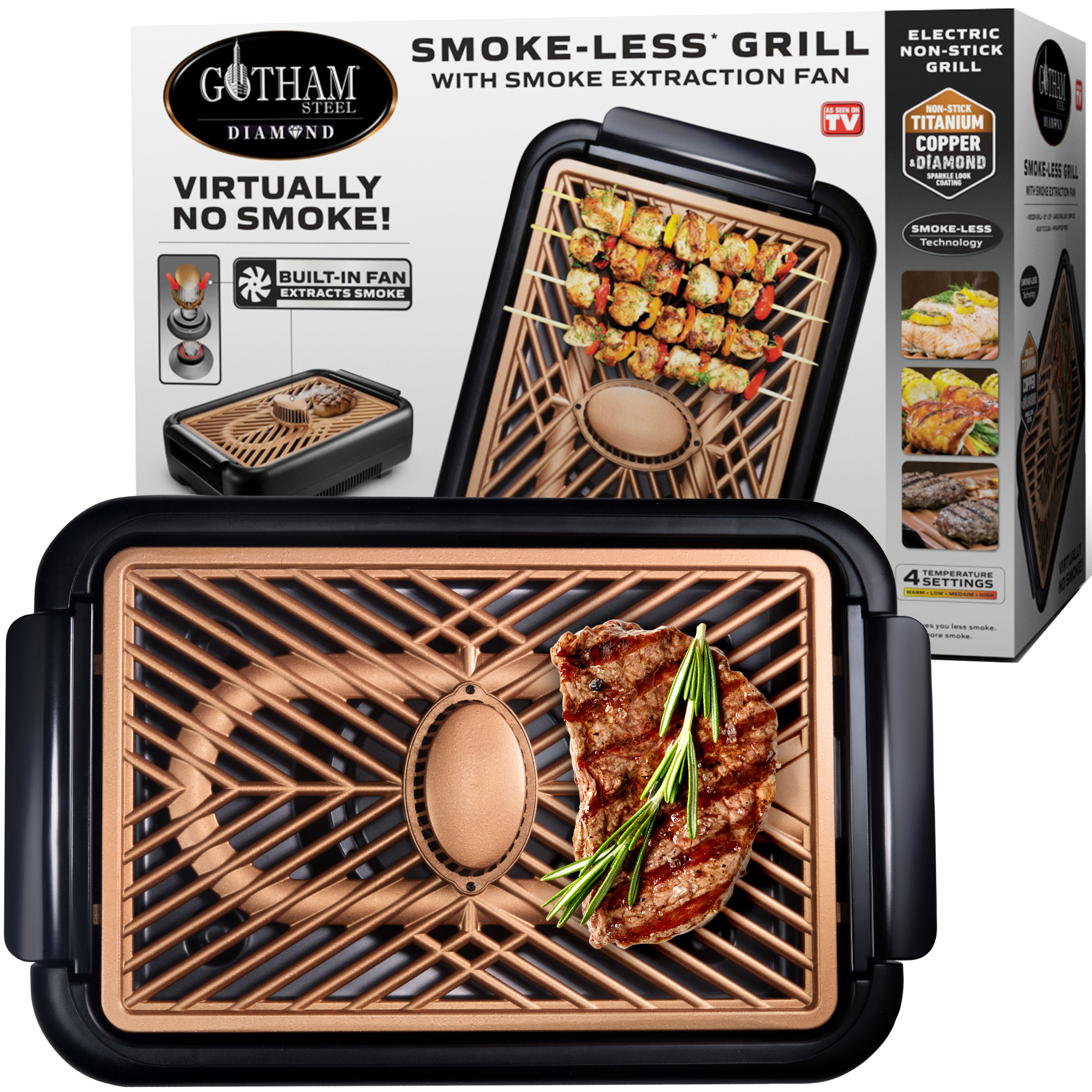 Gotham Steel Smokeless Grill with Fan Indoor Grill Nonstick Electric Grill BBQ Grill As Seen on TV - image 1 of 7