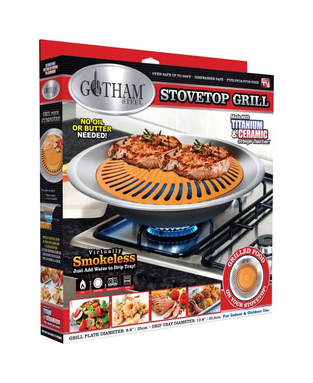 Gotham Steel XL Reversible Grill and Griddle Stovetop Pan – Family Size  Double Grill for Indoor Gas, Electric & Glass Stovetops, Ultra Nonstick
