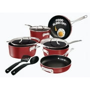 Gotham Steel 10 Pc STACKMASTER Nonstick Pots and Pans Set Ceramic Cookware Kitchen Set With Stay Cool Handles, Stackable, Tempered Glass Lids