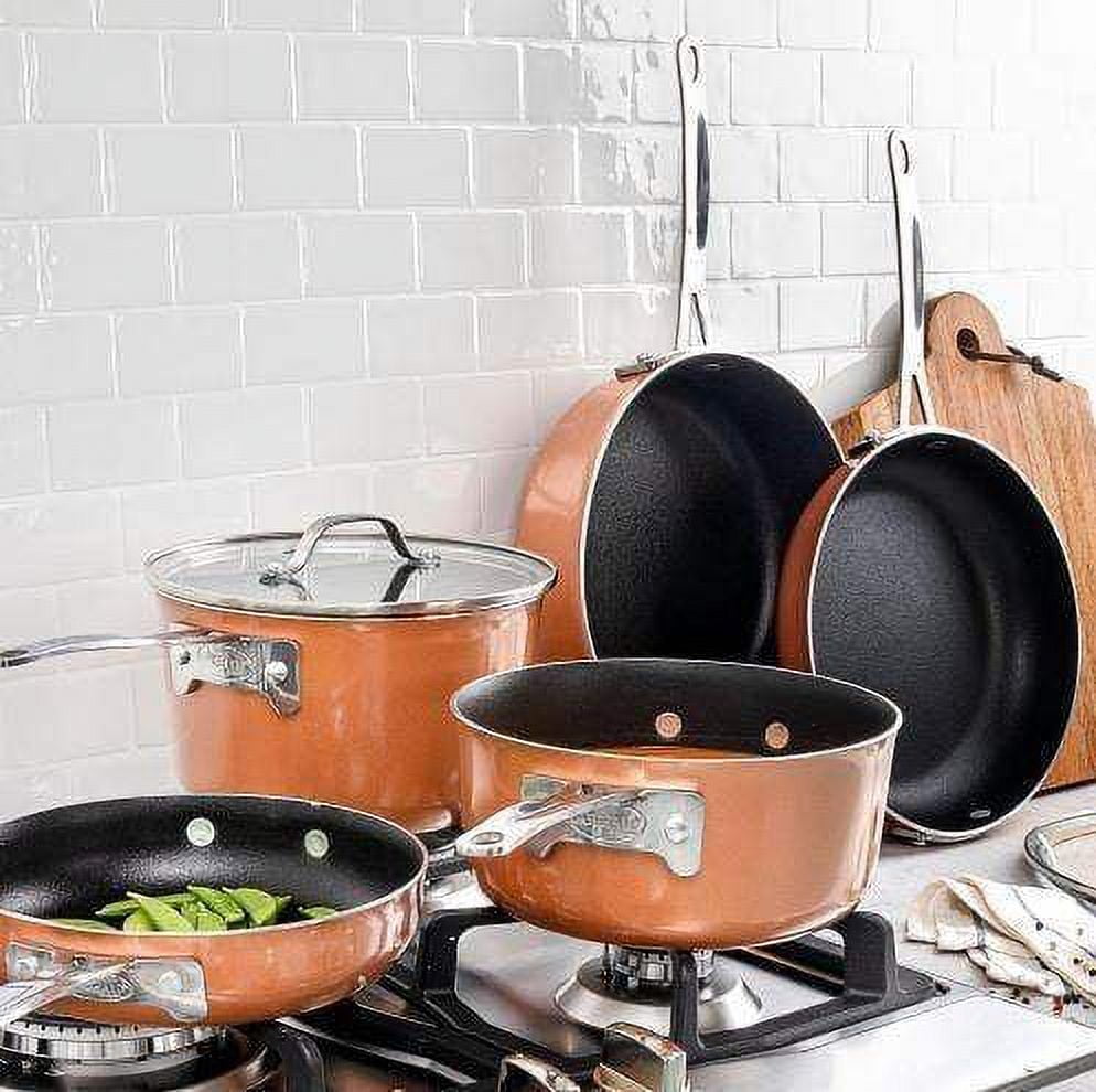 Heavy-Duty Durable Nonstick Aluminum Pots and Pans Set - Stackable Cookware