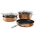 thumbnail interactive-video image 1 of Gotham Steel Stackmaster 5 Piece Stackable Ultra Nonstick Pots and Pans Set with Glass Lids, Dishwasher Safe, Oven Safe - As Seen on TV, 1 of 12