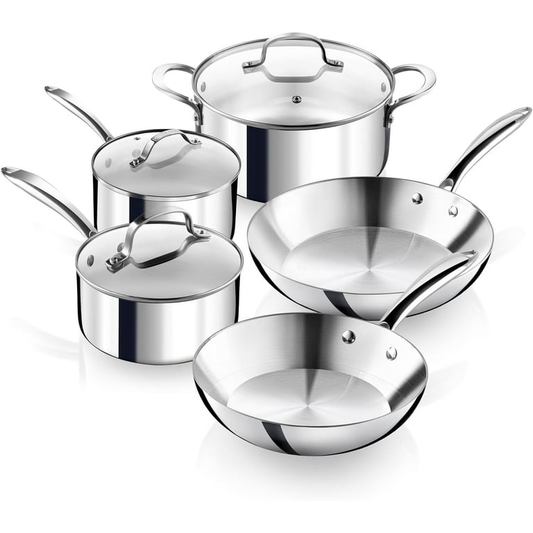Gotham Steel 10 Pcs Stainless Steel Cookware Set, Pots and Pans