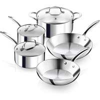 10-Piece Gotham Steel Stainless Steel Cookware Set with Induction Bottom (Silver)