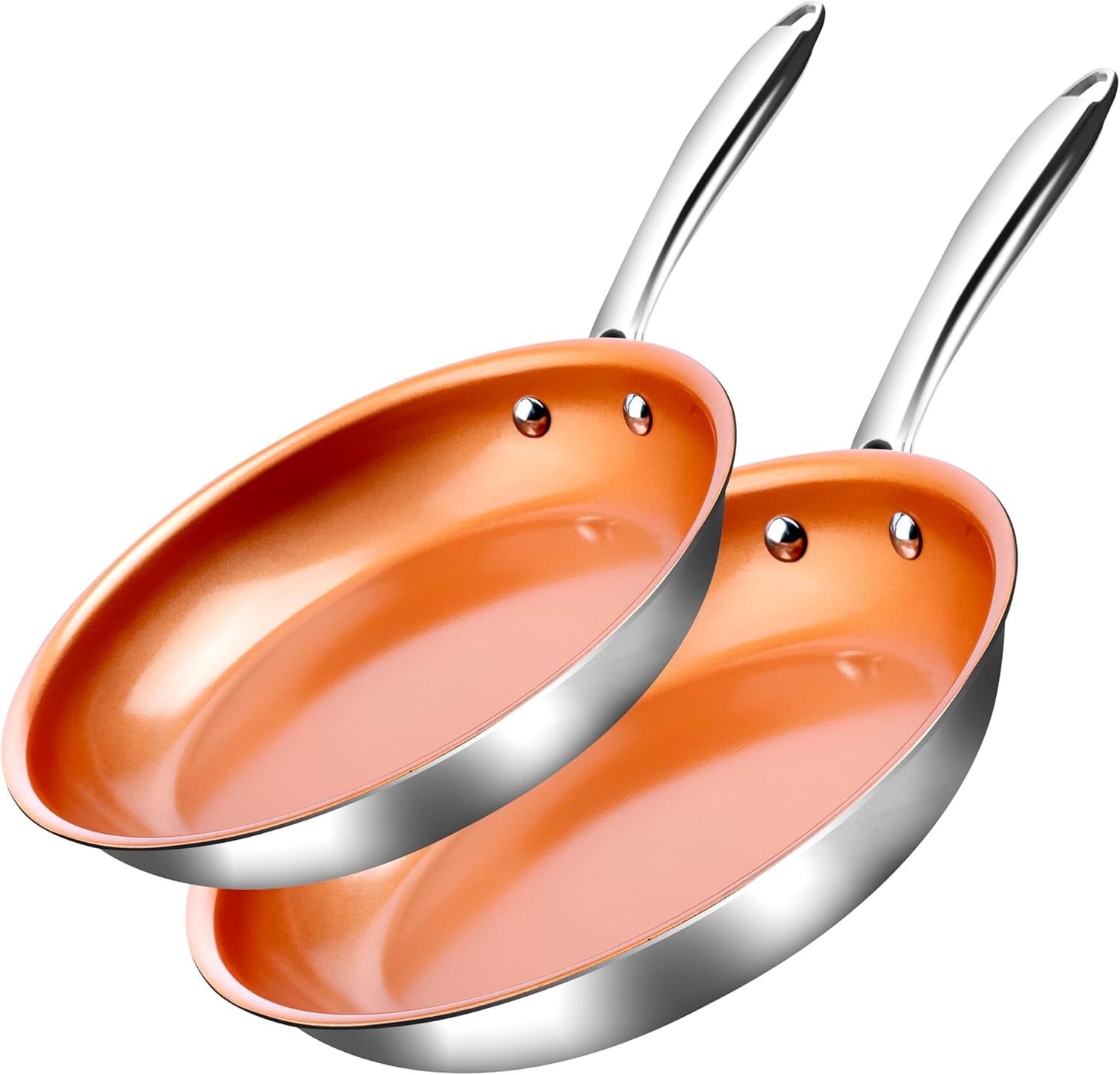 Gotham Steel Stainless Steel Nonstick Frying Pan Set, 10