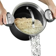 Gotham Steel 5 Qt Nonstick Pasta Pot Pasta Pot with Strainer Lid & Twist and Lock Handles, Multipurpose Ceramic Stock Pot, Soup Pot with Lid, Pasta Cooker, Spaghetti, Rice, Dishwasher Safe, Black