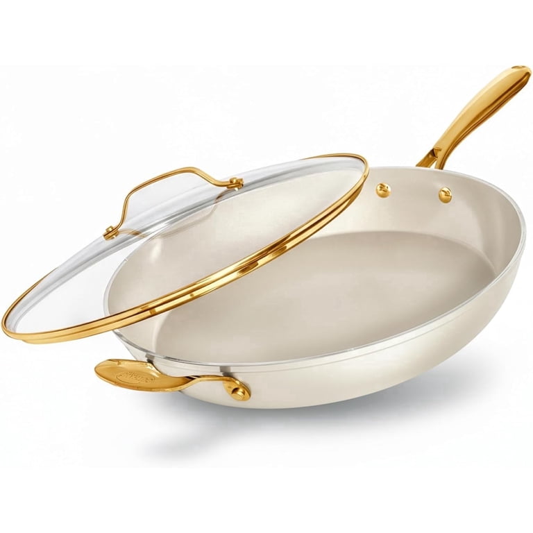 Gotham Steel 14 Inch Frying Pan with Lid, Nonstick Ceramic Coating