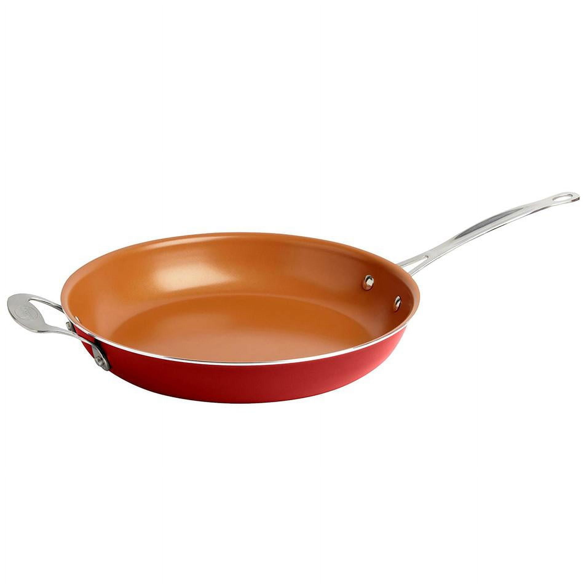 2 Red Copper Square Dance Nonstick Frying Cookware Non Stick Ceramic Fry Pan  for sale online