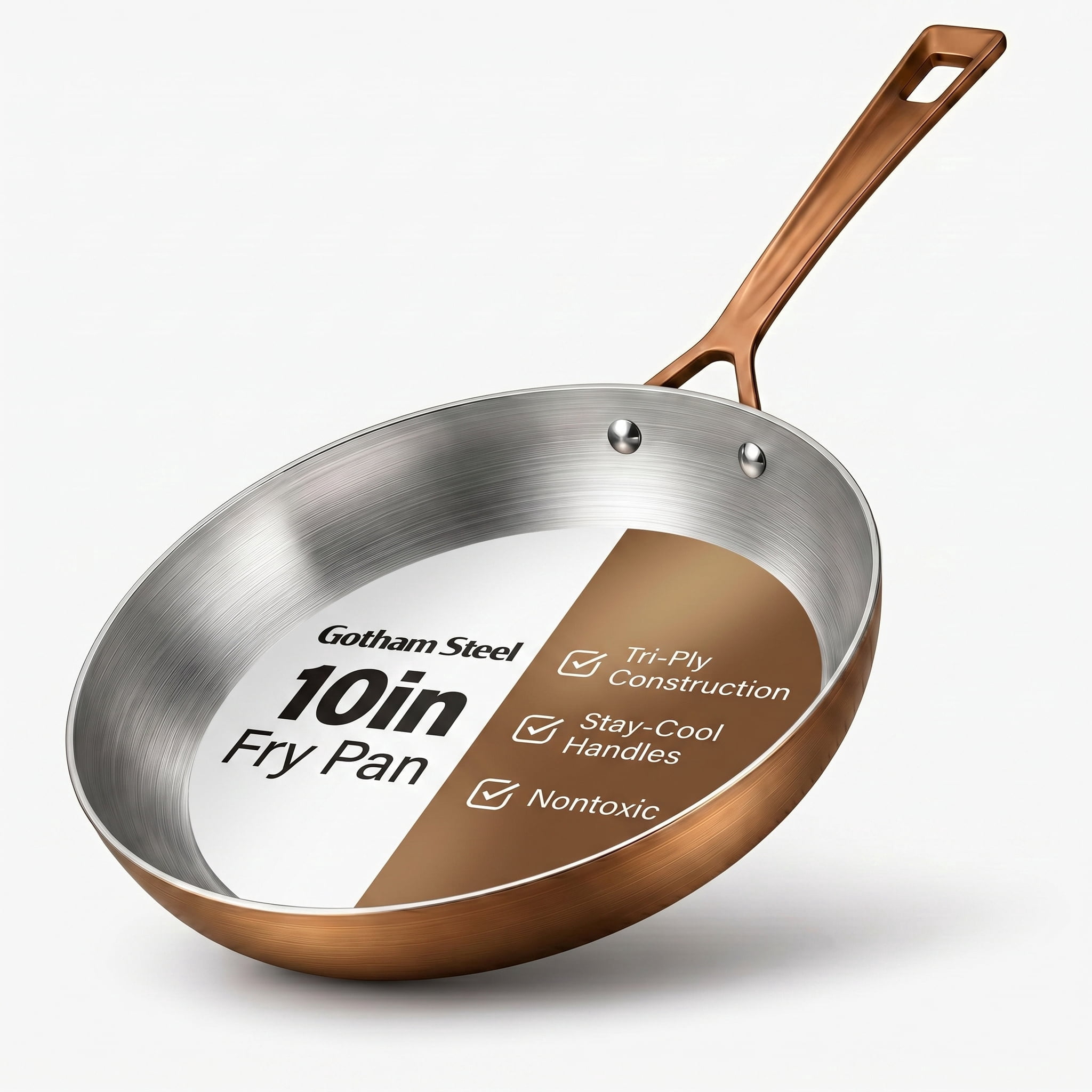 Gotham Steel 10 Inch Stainless Steel Frying Pan, Tri-Ply Skillet ...