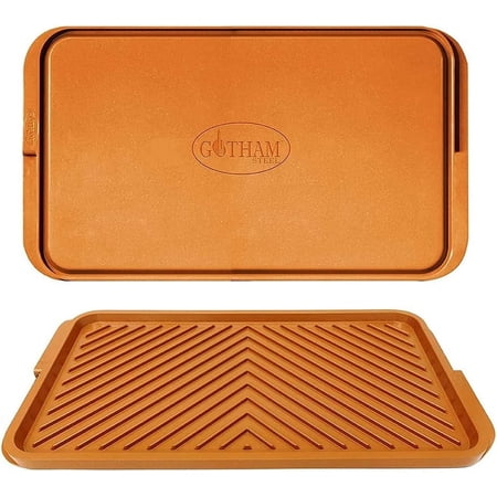 Gotham Steel XL Grill Griddle Pan 22" Reversible Nonstick Ceramic Flat Top Stovetop Cooking Camping Pan Copper