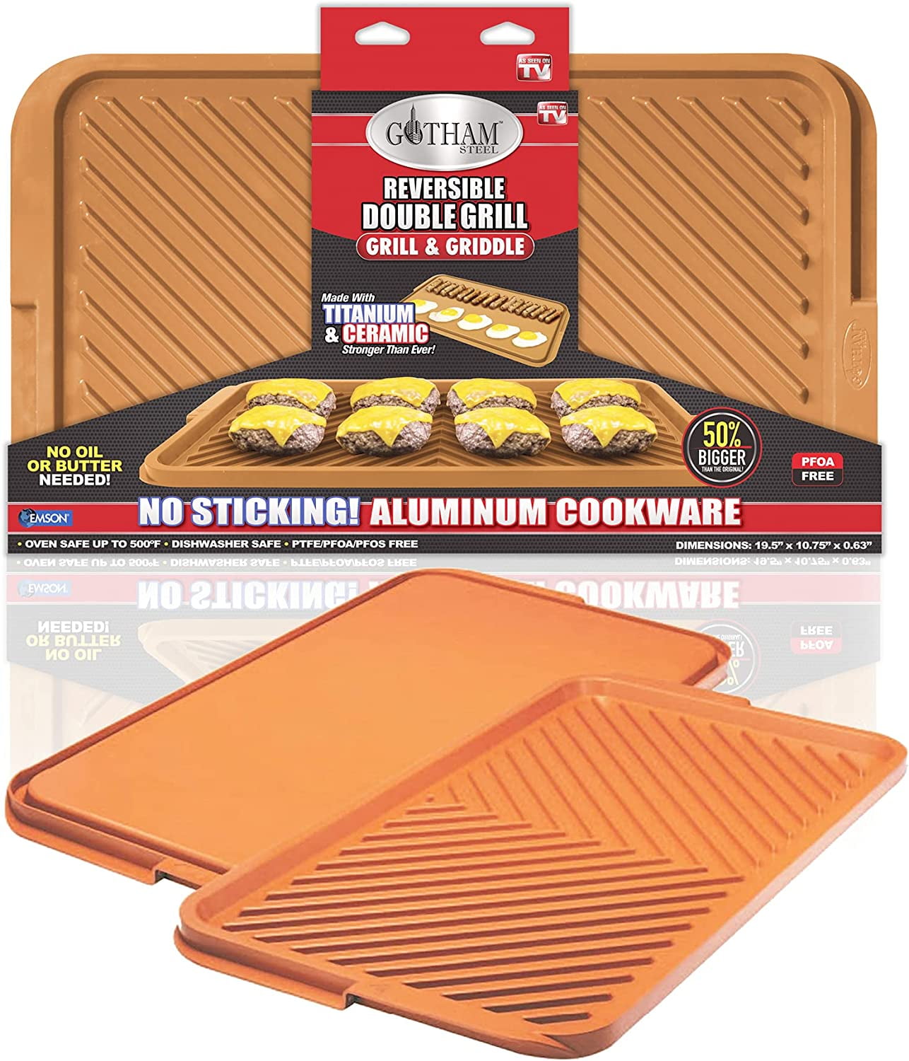 All American Double Burner Reversible Grill/Griddle with Ceramic Coating