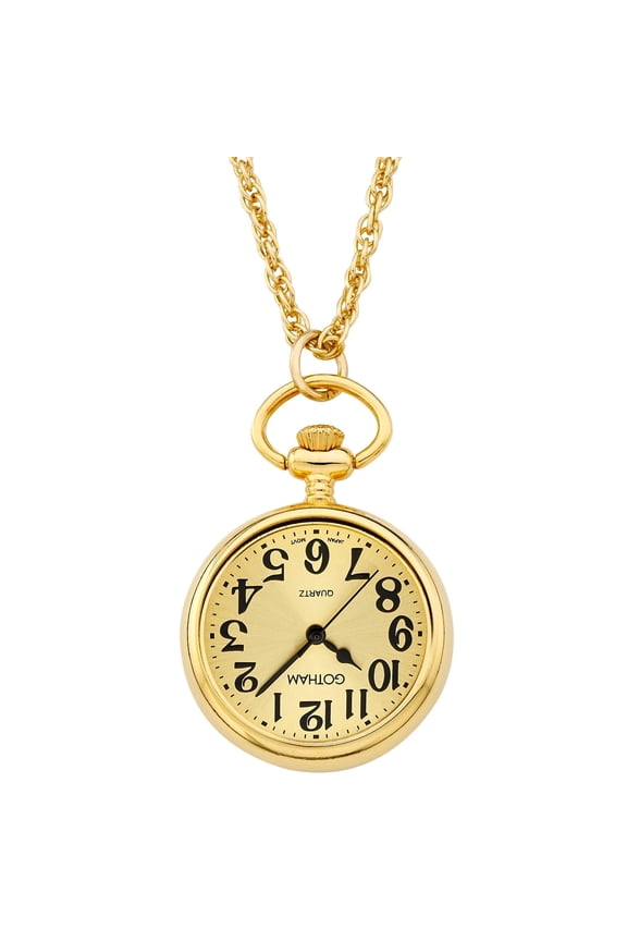 Gotham Women's Gold-Tone Open Face Pendant Watch With Chain # GWC14134GA