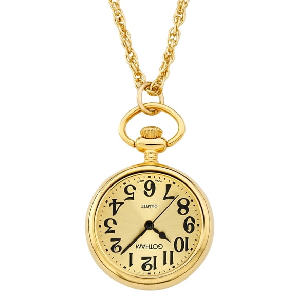 Gotham Women's Gold-Tone Open Face Pendant Watch With Chain # GWC14134GA