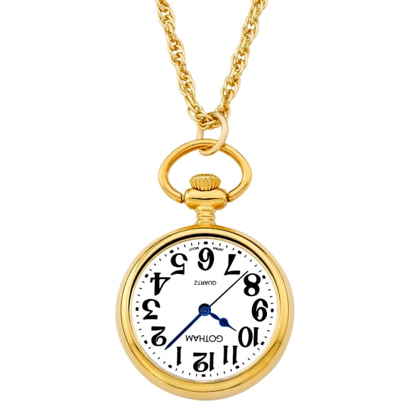 Gotham Women's Gold-Tone Open Face Pendant Watch With Chain # GWC14135GA