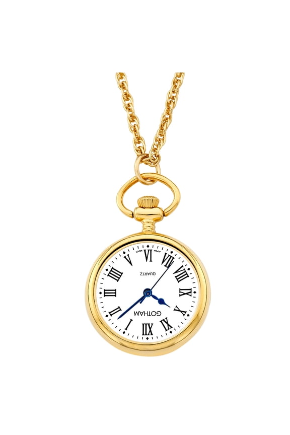 Gotham Women's Gold-Tone Open Face Pendant Watch With Chain # GWC14135GR