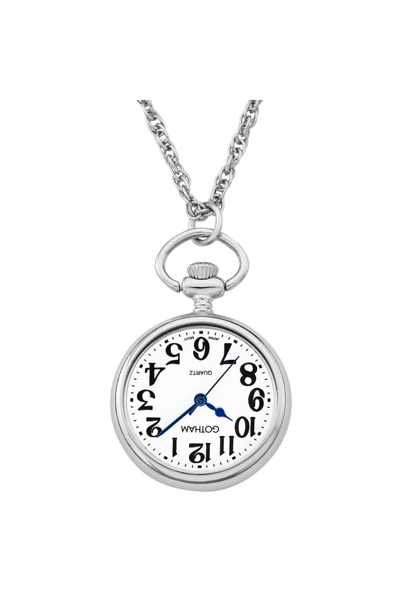 Gotham Women's Silver-Tone Open Face Pendant Watch With Chain # GWC14135SA