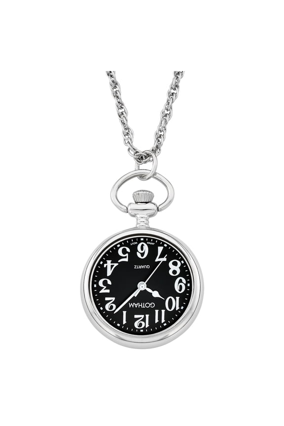 Gotham Women's Silver-Tone Open Face Pendant Watch With Chain # GWC14135SBA