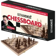 GothamChess, Chess Game board , Premium Wooden Finish Folding Board with Magnetic Pieces, Brown