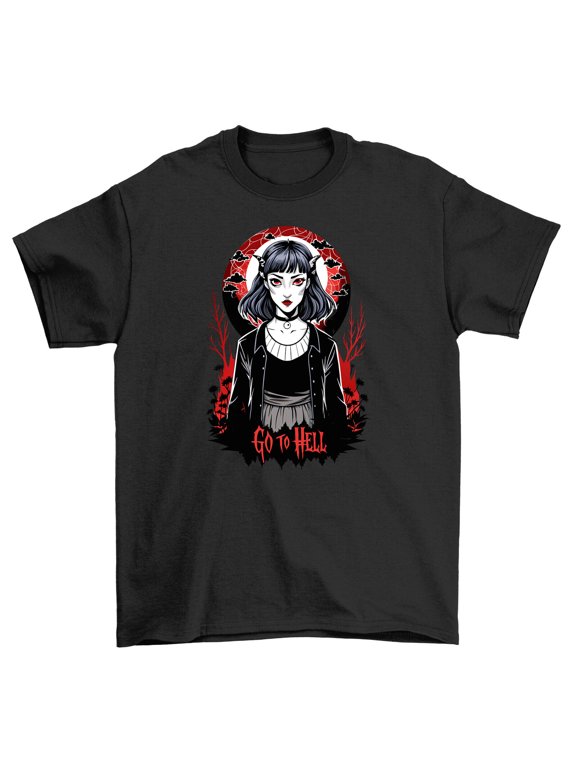 Gothic_10: Bewitching Woman in Black - Funny Gothic T-shirt, Unisex Design. Perf